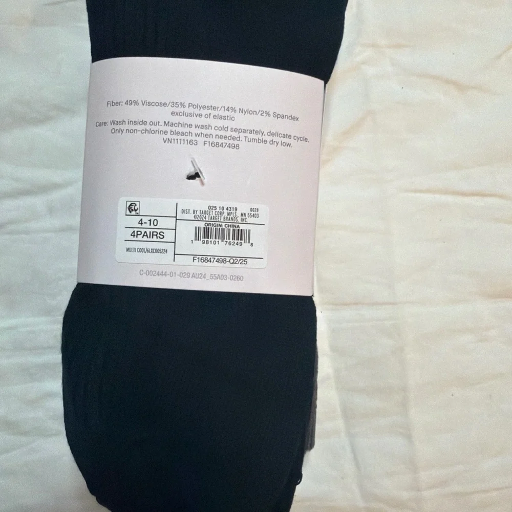Women's Auden Ribbed Knit Super Soft Crew Socks, 4 Pack;‎ Shoe Sizes 4-10